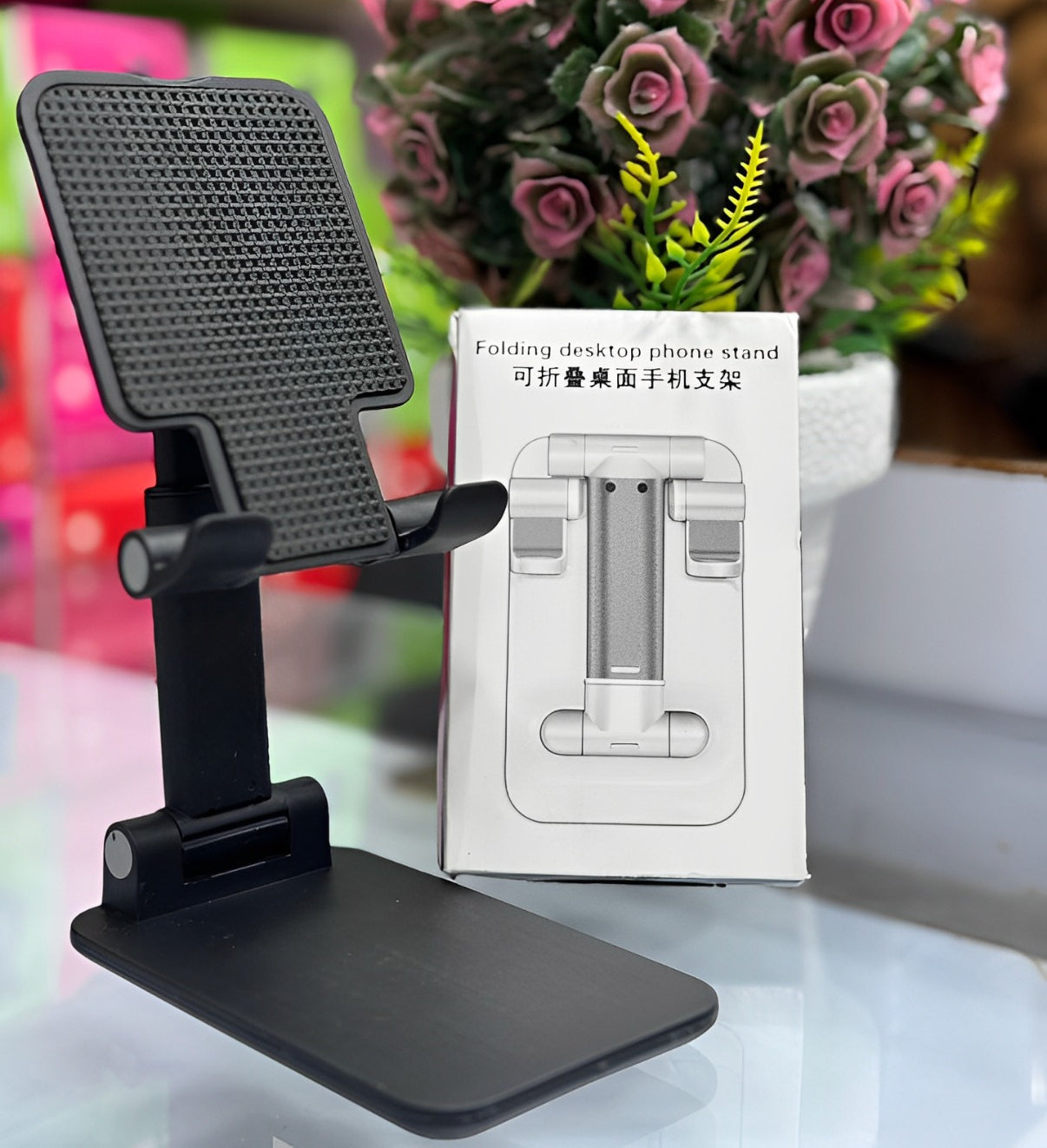 Foldable &amp; Adjustable Mobile Phone and Tablet Stand | Flexible Desktop Mount &amp; Lazy Bracket Support for All Devices (Random Color)